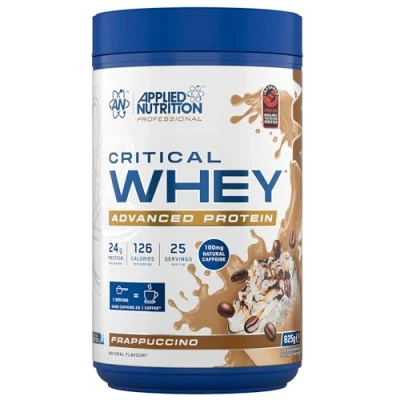 Image of Applied Nutrition Critical Whey Protein Powder 24g per Serving, High Powder, Shake with BCAAs &amp; Glutamine Muscle Growth Recovery (825g 25 Servings) (Frappuccino)