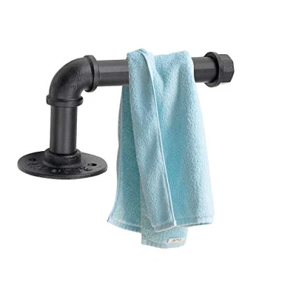 Image of Industrial Rustic Pipe Iron Toilet Paper Roll Holder Wall Mounted Bathroom Accessories