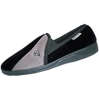 Image of Mens famous DUNLOP elasticated gusset slippers Black/Grey size 9