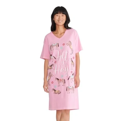 Image of Little Blue House Women&#039;s Sleepshirt Night Shirt, Hit The Hay, One Size