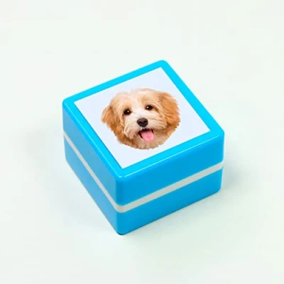 Image of Custom Pet Stamp Self Inking Gifts for Lover,Custom Stamp,Custom Portrait Stamp,Personalised Ink (Blue,Simple Model 1)
