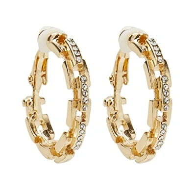 Image of Clip On Hoop Earrings Gold Plated Small Hoops With Crystals Dilys