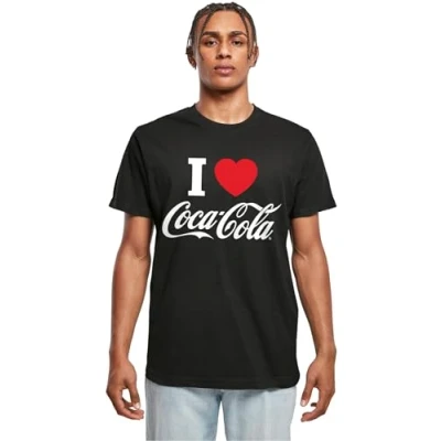 Image of Merchcode COCA COLA I LOVE COKE Print Tshirt, Men&#039;s, Size: 4XL, Black