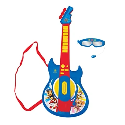 Image of Lexibook, Paw Patrol, Light Up Electronic Guitar with microphone, glasses melodies, 2 game modes, MP3 input, blue/red, K260PA