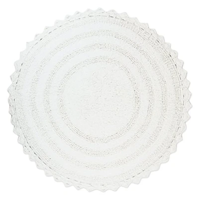 Image of DII Crochet Collection Reversible Bath Mat, Round, 27.5&quot; Diameter, White