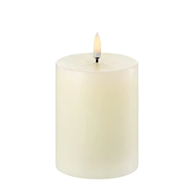 Image of UYUNI Lighting Flameless LED Battery Operated Pillar Candle with 2 x C Batteries Included 7.8cm 10.1cm Ivory