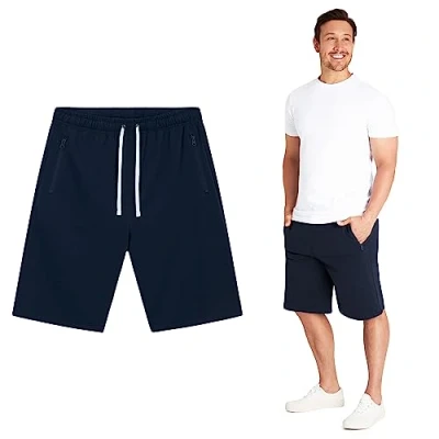 Image of CityComfort Mens Activewear Shorts with Zipped Pockets for Sports Summer Gym (Navy, M)