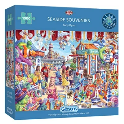Image of Seaside Souvenirs 1000 Piece Jigsaw Puzzle Family Summer Sustainable for Adults Premium 100% Recycled Board Great Gift Gibsons Games
