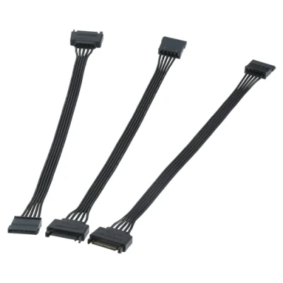 Image of DRELD 3Pcs 15Pin SATA Power Extension Cables 1 Male to Female Cable Cord, Extender Adapter for HDD, SSD, Optical Drive, DVD, PCI Card and Hard 30cm
