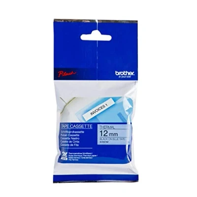 Image of Brother m K521BZ Labelling Tape Cassette, Black on Blue, 12 mm (W) x 8 (L), Genuine Supplies