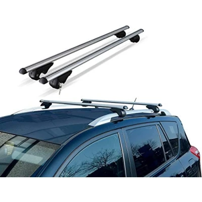 Image of Lockable Heavy Duty Streamline Aluminium Car Roof Rail Cross Bars Rack For Peugeot 2008 2012 19