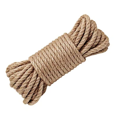 Image of Wolike Hemp Rope,8mm Thick Rope Strong Natural Rope,Jute for Craft Rope/Cat Scratching Rope/Garden Bundling(10 M/32 Feet) (8mm)