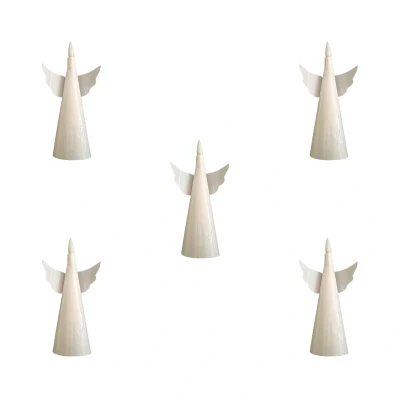 Image of Set of 5 15cm Battery Operated LED Floating Angel Candle Christmas Decorations with Remote in Warm White