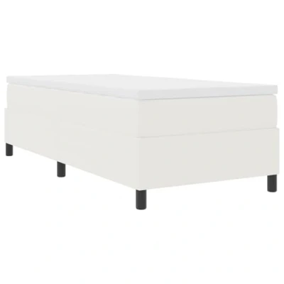 Image of vidaXL platform bed frame 100x200 cm cream corduroy fabric bedroom space saving design indoor engineered wood matte finish