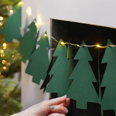 Image of Festive Lights Battery Powered DIY Paper Illuminated Christmas Fairy Decoration Warm White LEDs (Christmas Trees)
