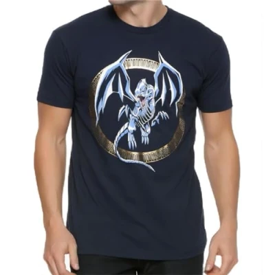 Image of HANGCHANG Anime Yu Gi Oh! Blue Eyes White Dragon T Shirt