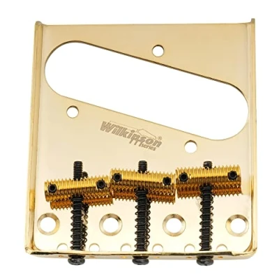 Image of Wilkinson WOT01T 54mm Telecaster Bridge Threaded 3 Saddles for Tele TL Style Electric Guitar, Gold