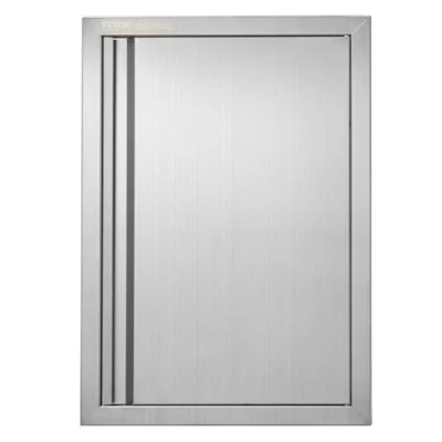 Image of VEVOR BBQ Access Door, 432x610 mm Single Outdoor Kitchen Stainless Steel Flush Mount Wall Vertical Door with Recessed Handle, for Island, Grilling Station, Outside Cabinet