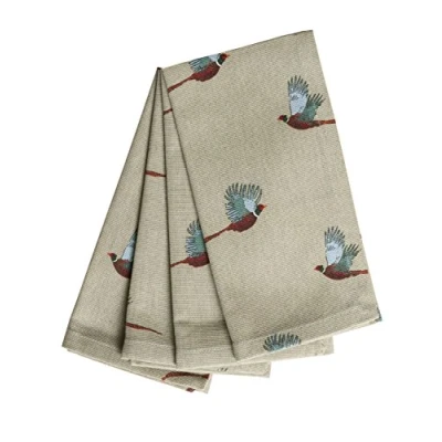 Image of Sophie Allport Pheasant Napkins, 100% Cotton Dinner Machine Washable, Set of 4, (41 x 41cm)