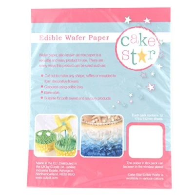Image of Cake Star White Wafer Paper, 178 x 142mm, 12 Sheets, Rice Paper For Baking and Decorating