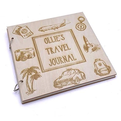 Image of ukgiftstoreonline Personalised Travel Journal Photo Album Large Scrapbook Keepsake Gift