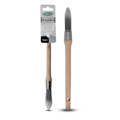 Image of Axus Decor Pointed Precision Paint Brush (Grey Color) 15mm For All Sash Windows, Architraves &amp; Mouldings, Smooth Finish, Eco friendly Bamboo Handles, Anti Rust Stainless Steel, Synthetic Filaments