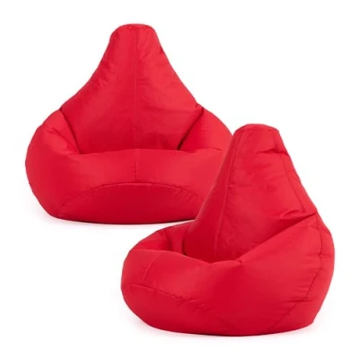 Image of Bean Bag Bazaar Kids Gaming Chair, Indoor Outdoor Bags, Red, 69cm x 59cm, Large, 2 Pack