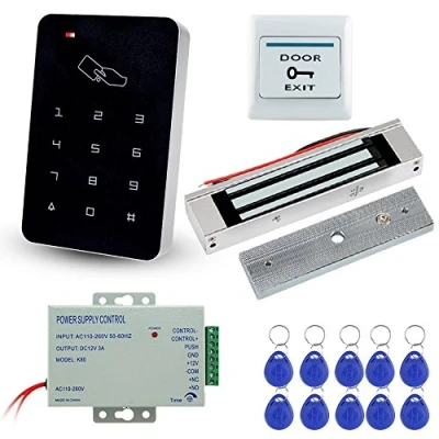 Image of LIBO Stand alone Door Access Control System Kit Set with 180kg/350lbs Electric Magnetic Lock, DC12V/3A Power Supply, Exit Release Button, 10pcs RFID EM ID Keyfobs