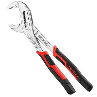 Image of Water Pump Pliers 250mm(10&quot;), MAXPOWER Slip Joint Tongue and Groove Multigrip Plumbing Clamp for Tightening &amp; Loosening Nuts, Bolts, Pipe