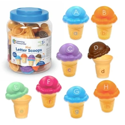 Image of Learning Resources Mini Letter Scoops, Alphabet Toys for 3 Year Olds, Learn Letters, ABC Spelling Games, Colour Sorting, Letters