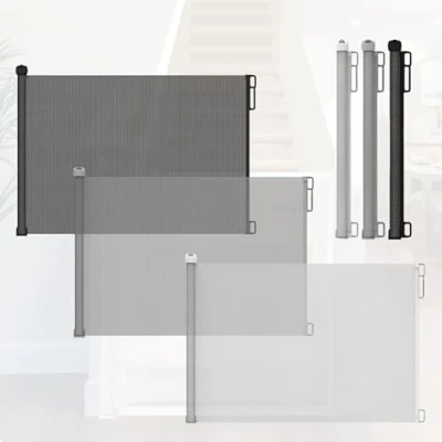Image of Retractable Baby Gate Extra Wide up to 3 Meters, Stair Safety Roll for Babies and Pets, dogs, Extendable Barrier Gates (Grey, 200 CM)