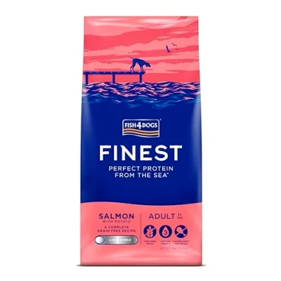 Image of Fish4Dogs Finest Salmon and Potato Dog Food Natural, Hypoallergenic Great for Healthy Skin Coat Rich in Omega 3, 6 9 (Large Kibble 6kg)