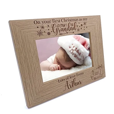 Image of Personalised My First Christmas as Grandad Photo Frame Keepsake (5 x 7 Inch)