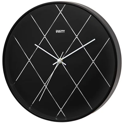 Image of Unity Wall Clock, Diamond Effect, Black, Silent Sweep, 30cm / 12 Inch