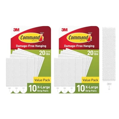 Image of Command 20 lb XL Heavyweight Picture Hanging Strips Pairs (40 Strips), Damage Free Hangers, Heavy Duty Great for Home Decor, White Adhesive