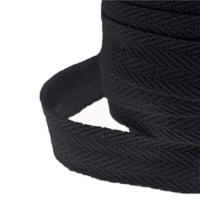 Image of WAREHOUSESHOP 10/20/50M Roll Cotton Bunting Binding Apron Herringbone Twill Webbing Tape Sew (20 Meter (25mm), Black)