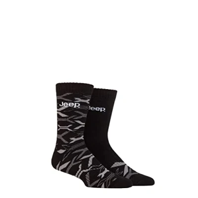 Image of Mens 2 Pair Jeep Heavy Cushioned Bamboo Boot Socks Black / Charcoal 6 11
