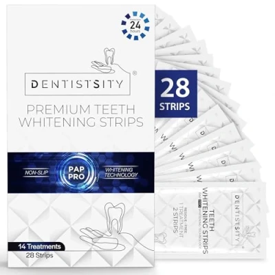 Image of DENTISTSITY Teeth Whitening Strips Professional Non Peroxide Formula, 14 Day Treatment for Sensitive Teeth, Removes Tough Stains, Enamel Safe, Fast &amp; Visible Results a Brighter, Whiter Smile