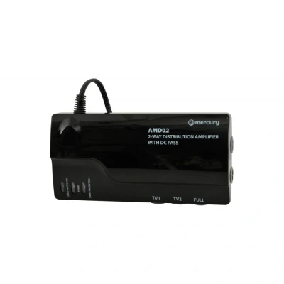 Image of 2 Way 4G Ready VHF UHF TV Aerial Distribution Powered Amplifier Booster &amp; DC By Pass
