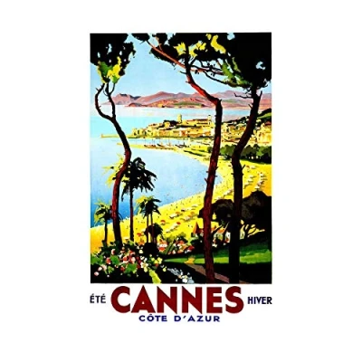 Image of Wee Blue Coo Vintage Travel Cannes France New Wall Art Print