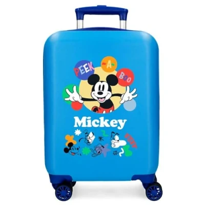 Image of Disney Joumma Bags Mickey Peek a Boo, Children&#039;s Suitcase, Made of ABS, Four Double Wheels with Multi Directional Swivel, Side Combination Lock, Interior Two Compartments., Blue, Suitcase