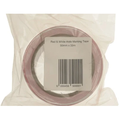 Image of Signs &amp; Labels Aisle Marking Tape Red/White 33m x 50mm FBP20C