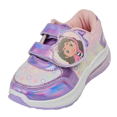 Image of Gabby&#039;s Dollhouse Girls Light Up Trainers for Kids Flashing Lights Sports Shoes (Purple, UK Footwear Size System, Little Kid, Numeric, Medium, 10)