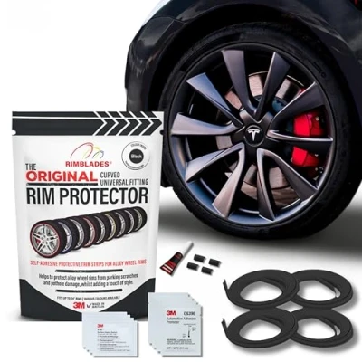 Image of Rimblades Original (Black) Alloy Wheel Protectors (Set of 4) Fits 12 24 Inch Rim Protection