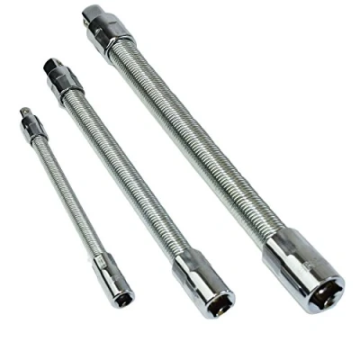 Image of 3pc Mixed Drive Flexible Flexi Socket Extesion Bar Adapter Set 1/4 3/8 + 1/2