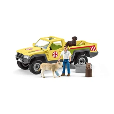 Image of Figurine Visite du vétérinaire a la ferme Schleich 42503 Farm World Des 3 ans