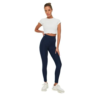 Image of Trendyol Women Sportswear High Waist Skinny fit Full Size Sports Leggings Navy Blue