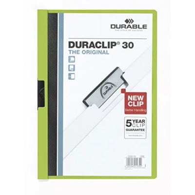 Image of Durable DURAClip 30 A4 Clip Folder Holds Up to Sheets of Paper Robust Metal Sprung Pack 25 Green Coloured Files