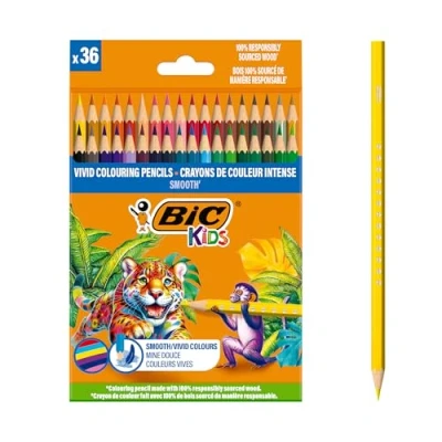 Image of BIC Kids Wood Colouring Pencils Assorted Vivid Colours Pack of 36