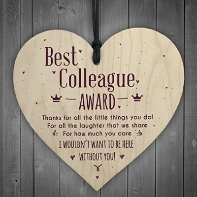 Image of RED OCEAN Best Colleague Award Hanging Heart Plaque Work Friendship FRIEND Boss Sign Thank You Gift